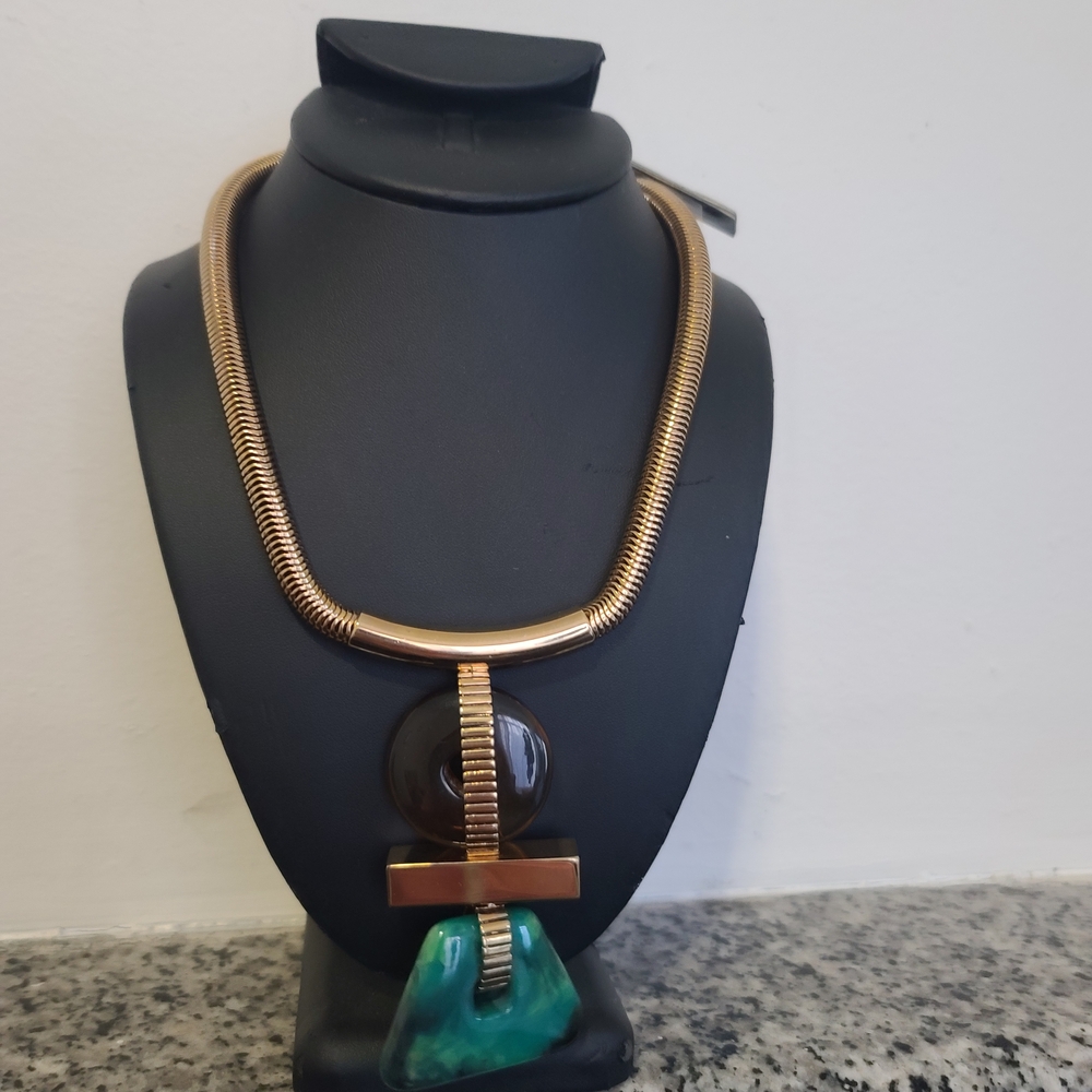 BCBGMaxAzria Gold and Teal Necklace